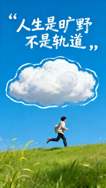 手绘风人生旷野奔跑人物设计素材