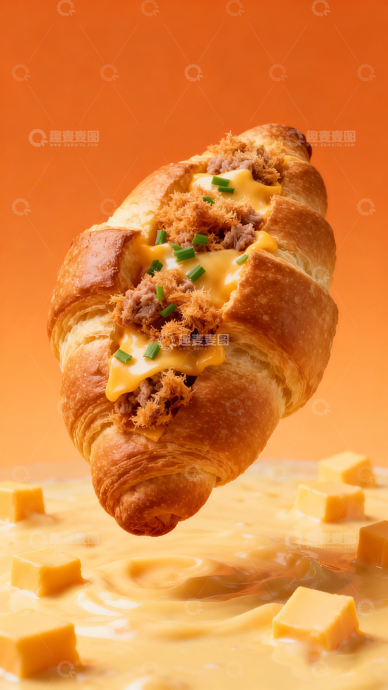 高清大图下载【趣麦麦图】美食摄影芝士牛肉可颂设计素材