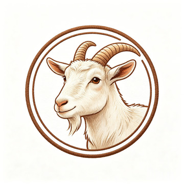 复古风山羊头像圆形徽章LOGO设计素材