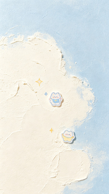 奶油风云朵小熊贴纸设计素材