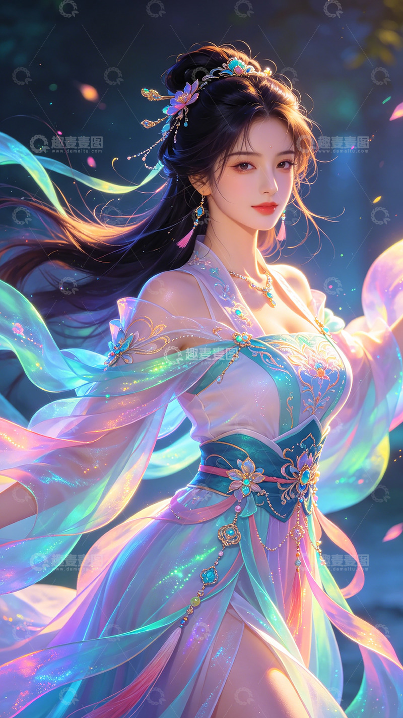 高清大图下载【趣麦麦图】-国风仙侠少女飘逸古装设计素材