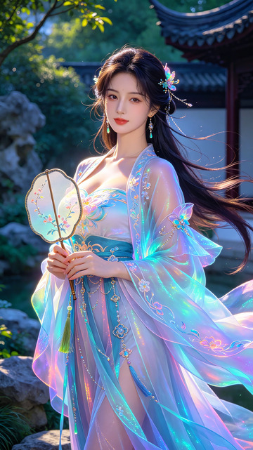 国风仙气古装女子插画设计素材