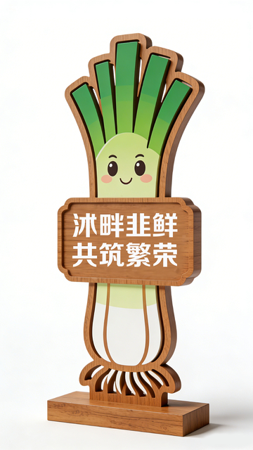 卡通风蔬菜吉祥物木质标牌设计素材