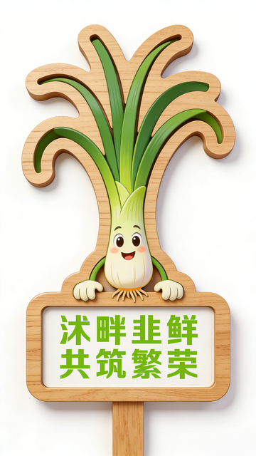 卡通风葱头吉祥物木牌设计素材