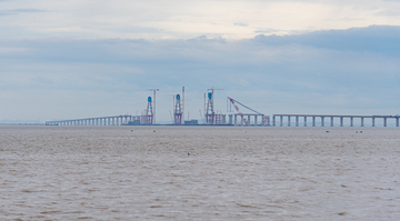 实景杭州湾跨海大桥建设场景摄影素材