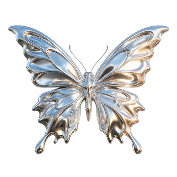 金属风蝴蝶立体3D设计素材