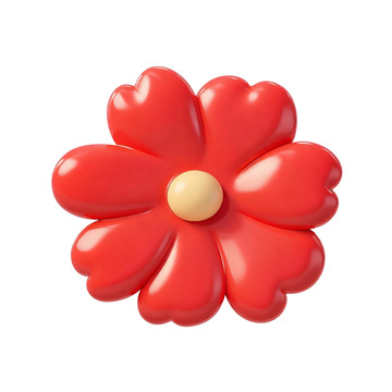 3D风格红色花朵装饰设计素材
