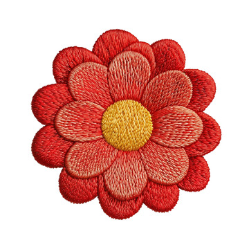 刺绣风红色花朵图案设计素材