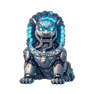 机械风守护神兽狮子设计素材