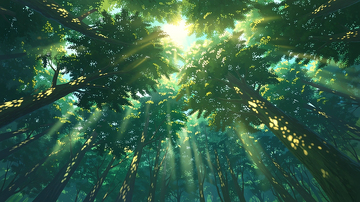 神秘森林光影交织画卷