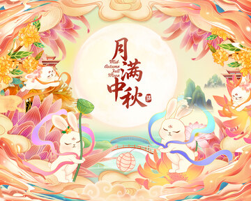 中秋包装插画国潮月饼礼盒