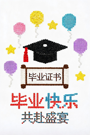 珠绣风毕业证书庆祝设计素材