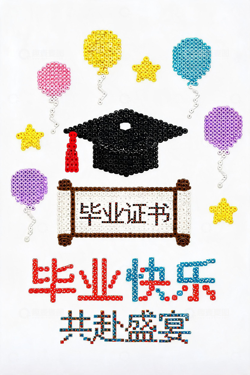 高清大图下载【趣麦麦图】-珠绣风毕业证书庆祝设计素材