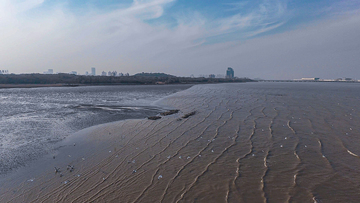 航拍风滩涂湿地自然景观设计素材