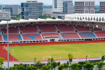 嘉兴海盐现代风体育场全景建筑摄影素材