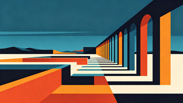 几何风现代建筑线条插画设计素材