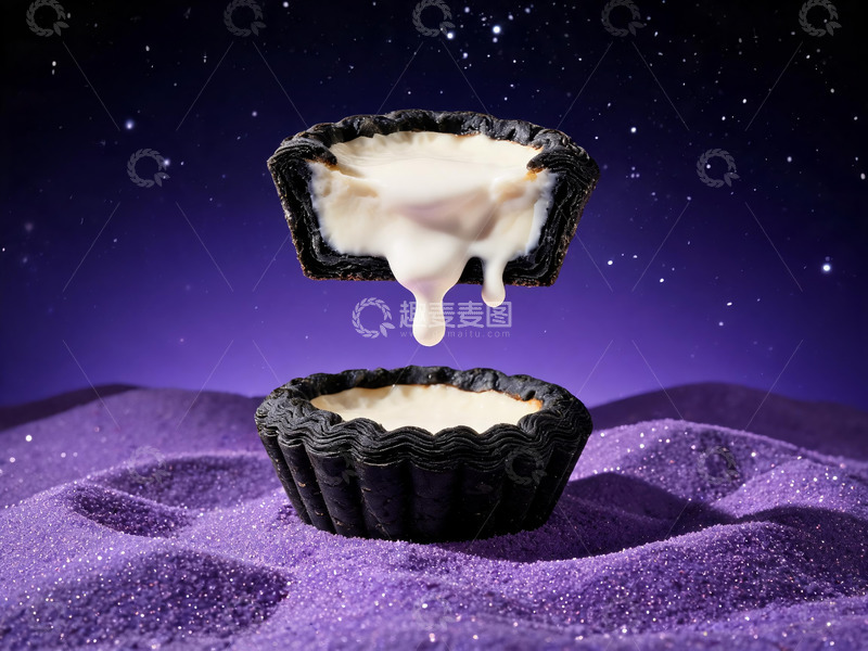 高清大图下载【趣麦麦图】星空流沙黑壳蛋挞美食摄影2
