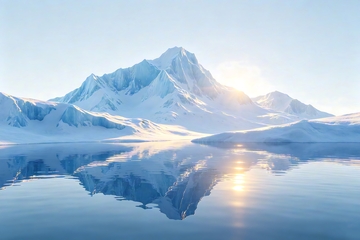 极光风雪山湖倒影高清风景素材