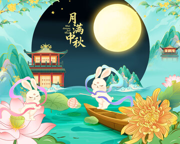 中秋国潮月饼包装插画