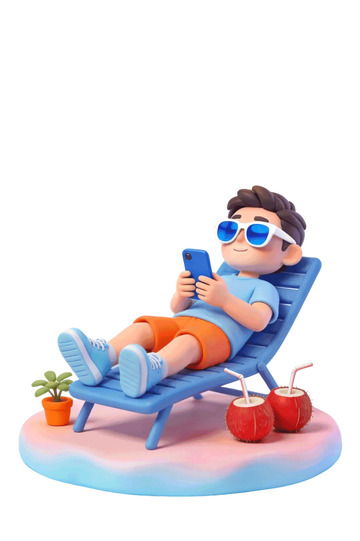 3D卡通风格休闲度假男孩设计素材