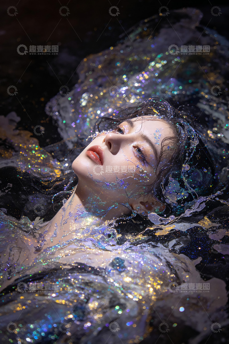高清大图下载【趣麦麦图】-鎏金幻彩水下梦幻少女人像摄影