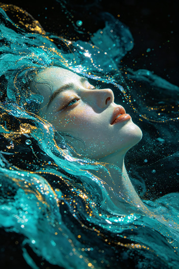 深海鎏金梦幻少女艺术人像