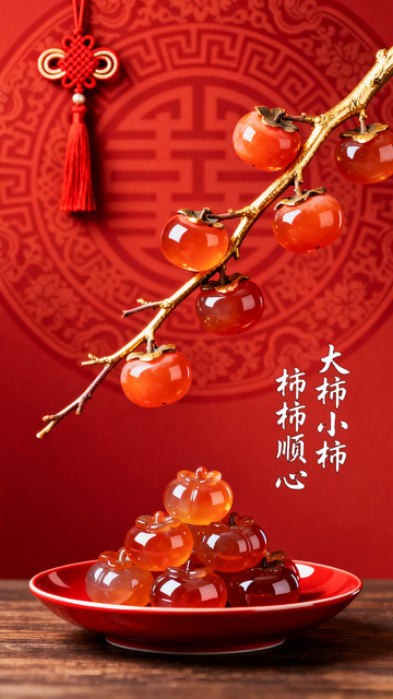 国风新年柿子吉祥设计素材