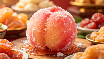 写实风蜜饯鲜桃糖渍桃子美食摄影素材