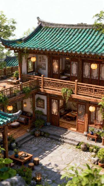 国风庭院中式建筑设计素材