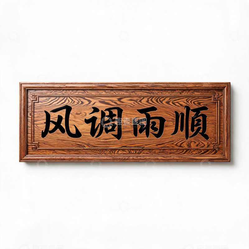 高清大图下载【趣麦麦图】中式木雕风调雨顺牌匾设计素材