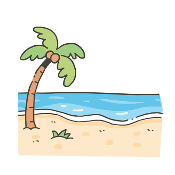 手绘卡通夏天海边免抠元素