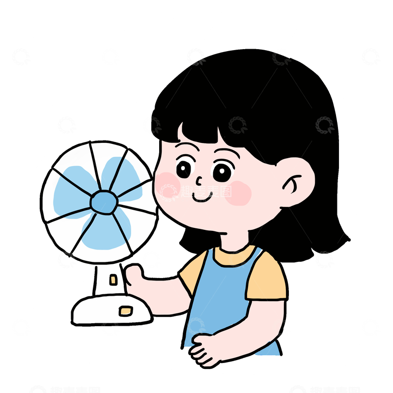 源文件下载【趣麦麦图】手绘卡通夏季炎热吹风扇元素