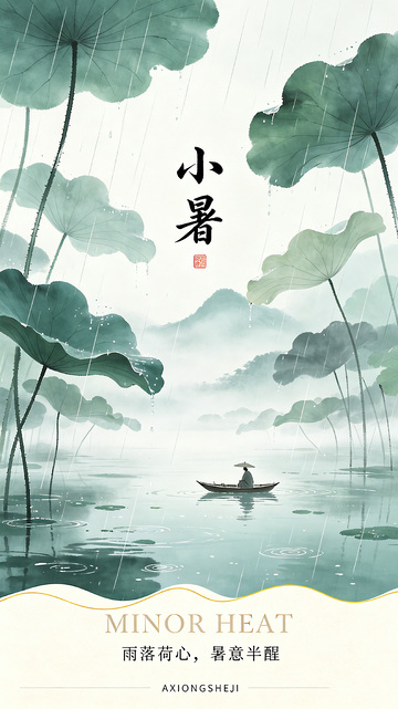 一片雨中的荷塘