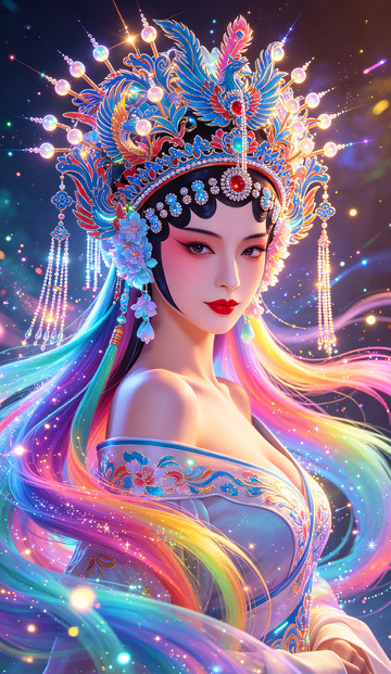 梦幻风彩绘花旦古装美女设计素材