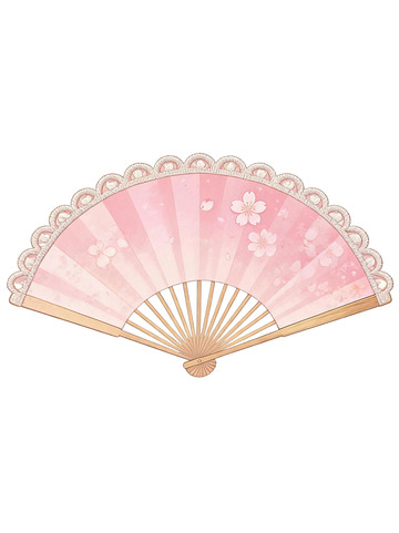日式风格樱花折扇插画设计素材