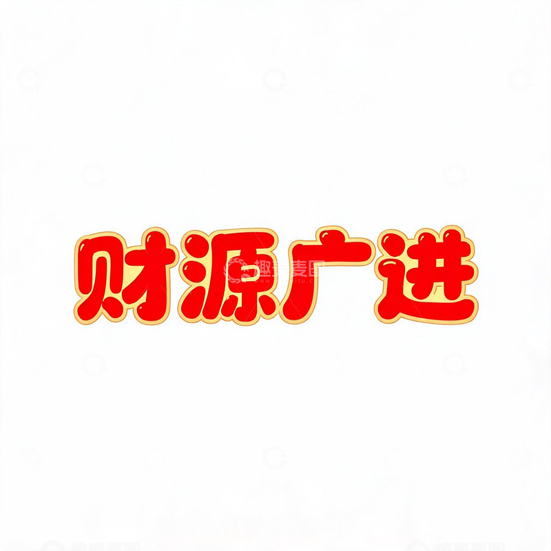 高清大图下载【趣麦麦图】-红色喜庆财源广进字体设计素材