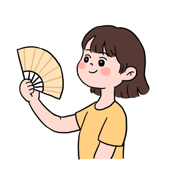天气炎热扇扇子免抠元素