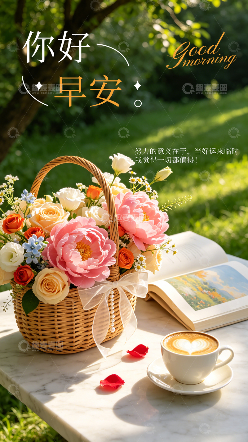 源文件下载【趣麦麦图】-你好早安海报