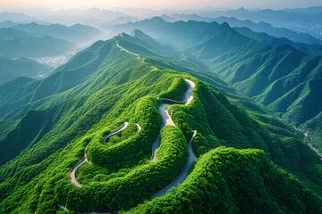航拍风蜿蜒山路绿色山峦设计素材13