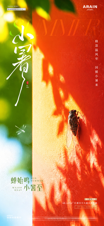 地产小暑大暑蝉鸣光影海报2
