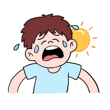 手绘卡通夏季炎热晒免抠元素