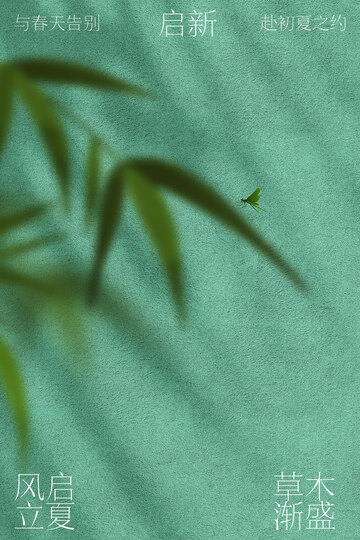 立夏竹叶简约海报