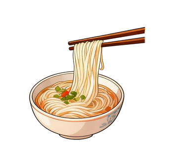 手绘风格中餐清汤面