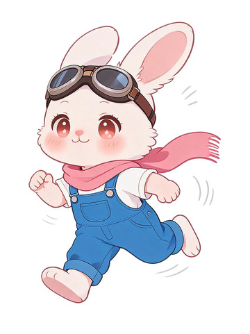 卡通风可爱兔子飞行员插画素材