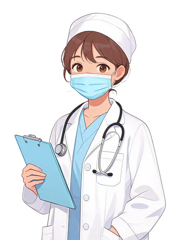 动漫风护士手持病历板设计素材
