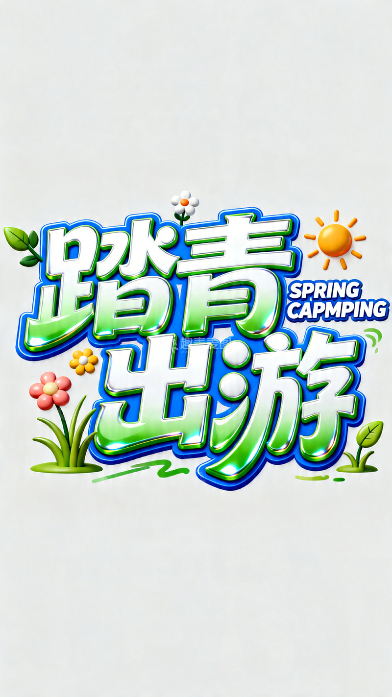高清大图下载【趣麦麦图】-卡通风格踏青出游春季露营设计素材