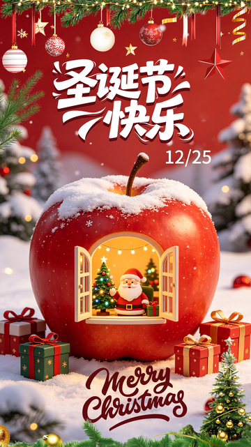 苹果白雪圣诞树