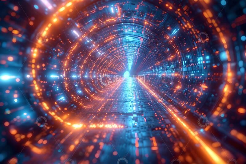高清大图下载【趣麦麦图】科幻风数字隧道光影科技背景素材89