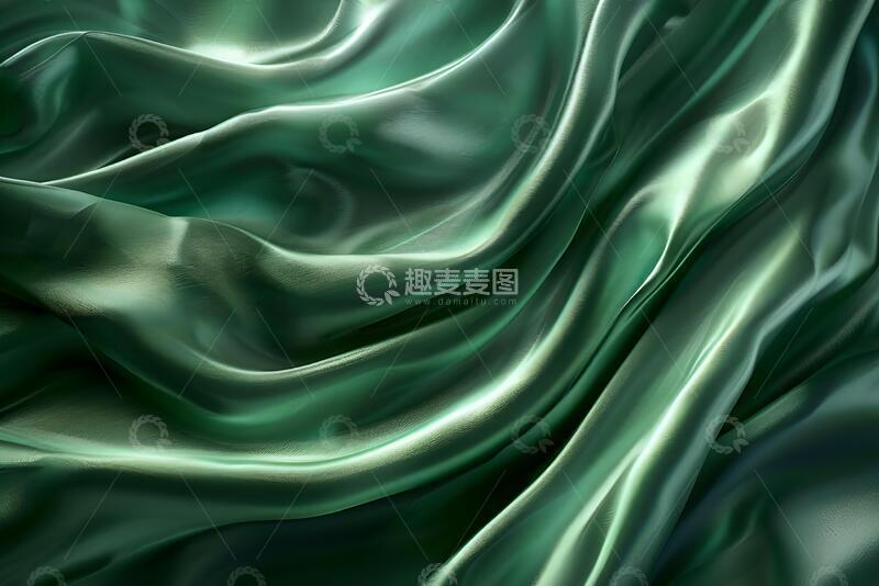 高清大图下载【趣麦麦图】-丝滑质感深绿绸缎纹理设计素材102