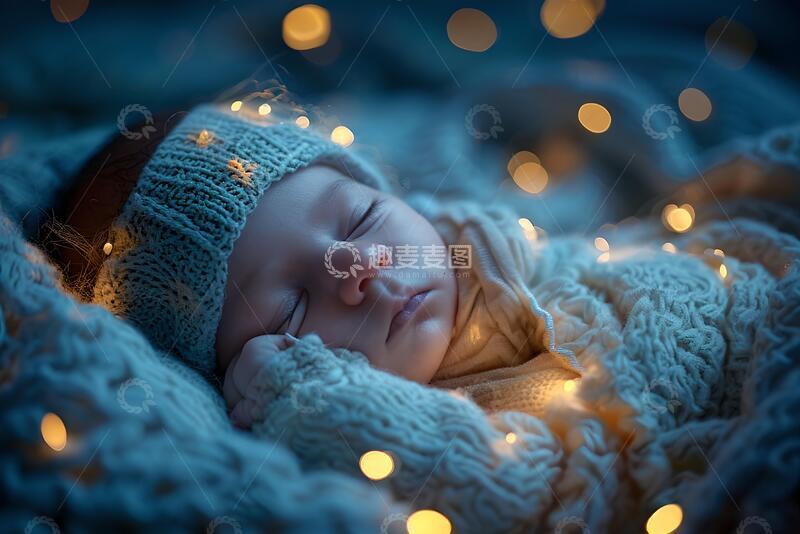 高清大图下载【趣麦麦图】-梦幻风婴儿睡眠针织毛毯设计素材116